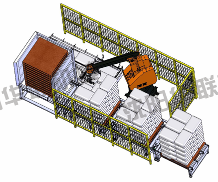 自动化包装生产线上的码垛机器人
